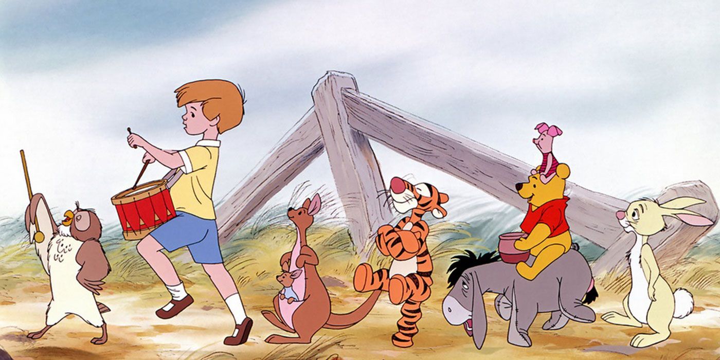 The gang marching in The New Adventures of Winnie the Pooh