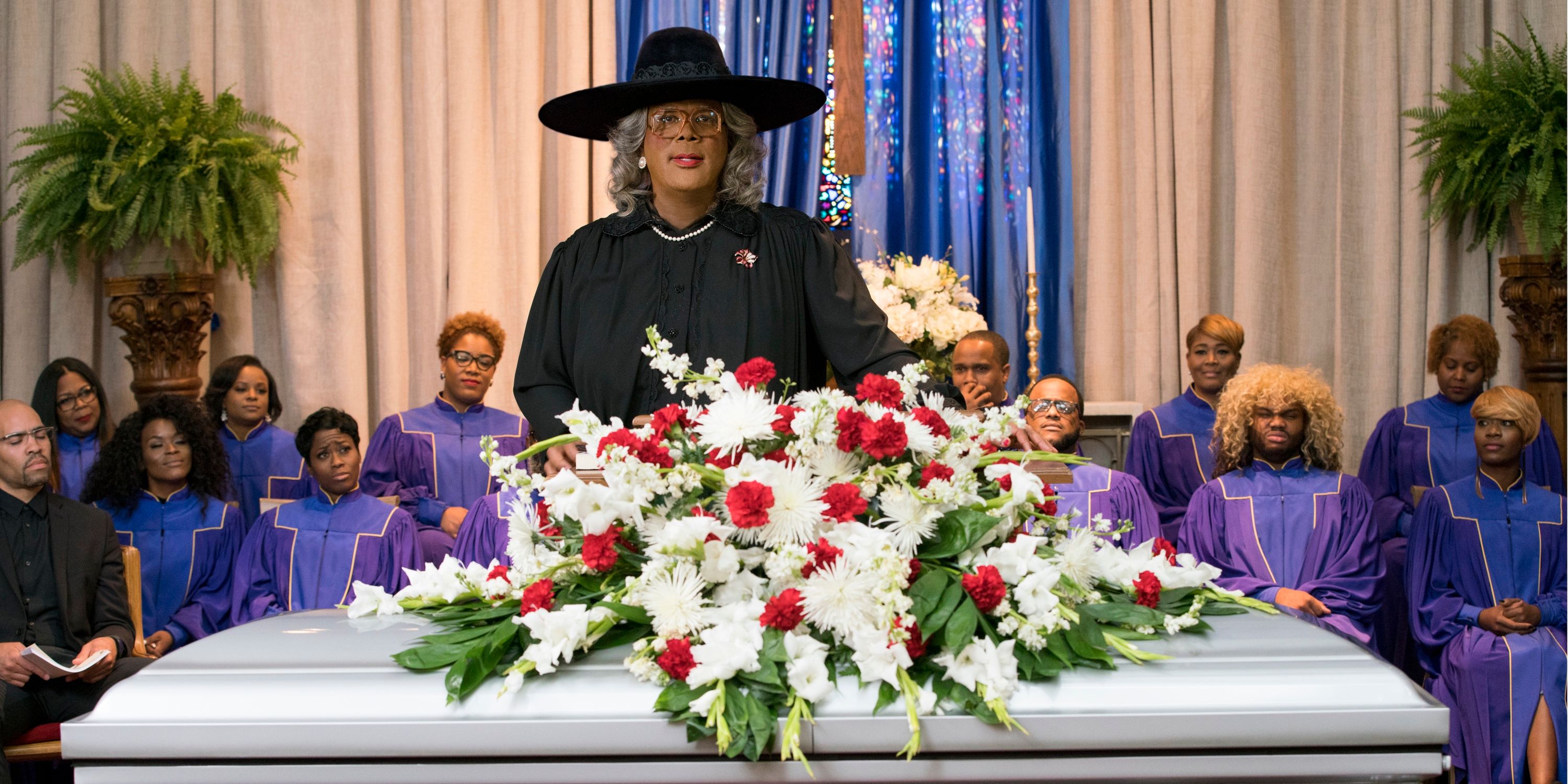 Madea speaks at the funeral in A Madea Family Funeral 