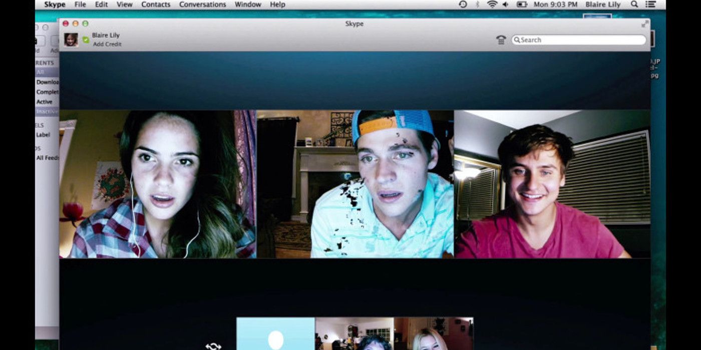 Blair, Adam and Mitch talking on Skype in Unfriended
