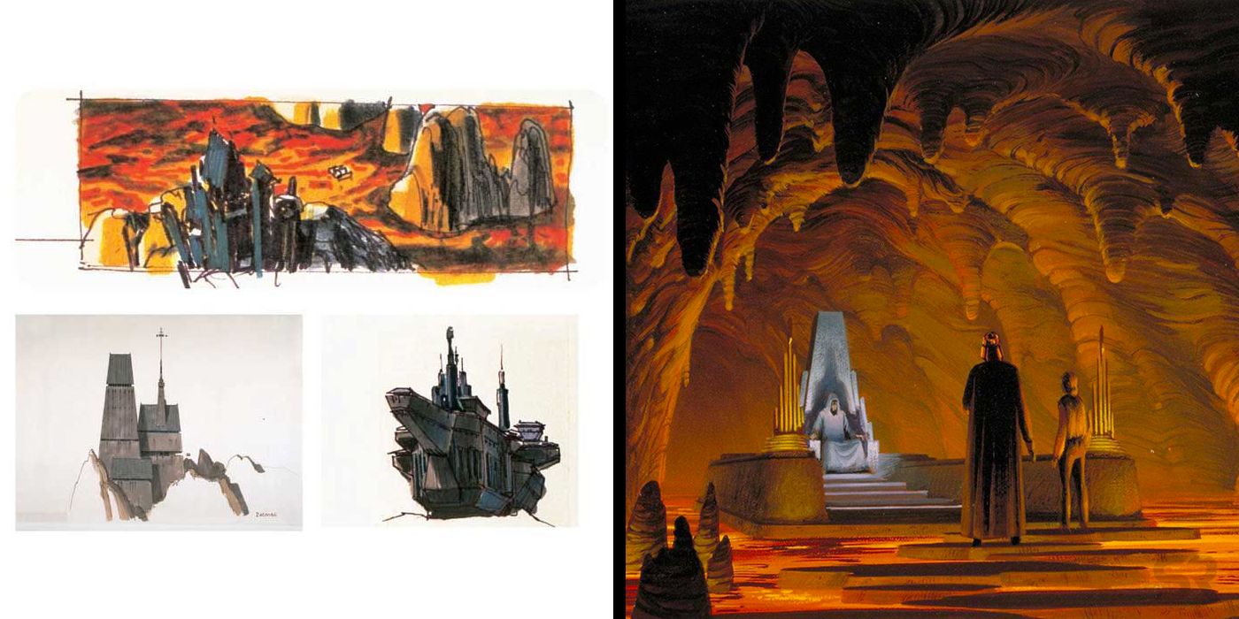 Vader Castle and Lava in Empire Strikes Back and Return of the Jedi concept art