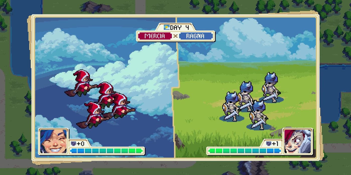 Witches fighting skeletons in Wargroove