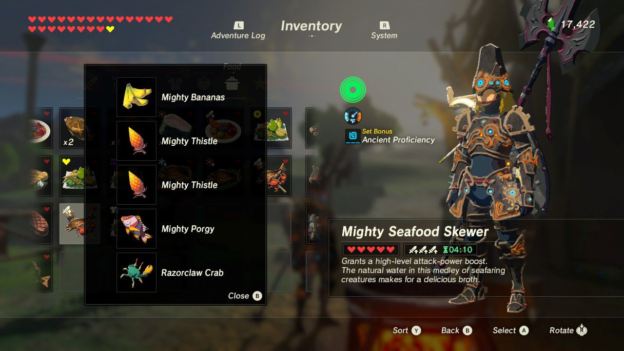 Zelda Breath of the Wild Recipe Mighty Seafood Skewer