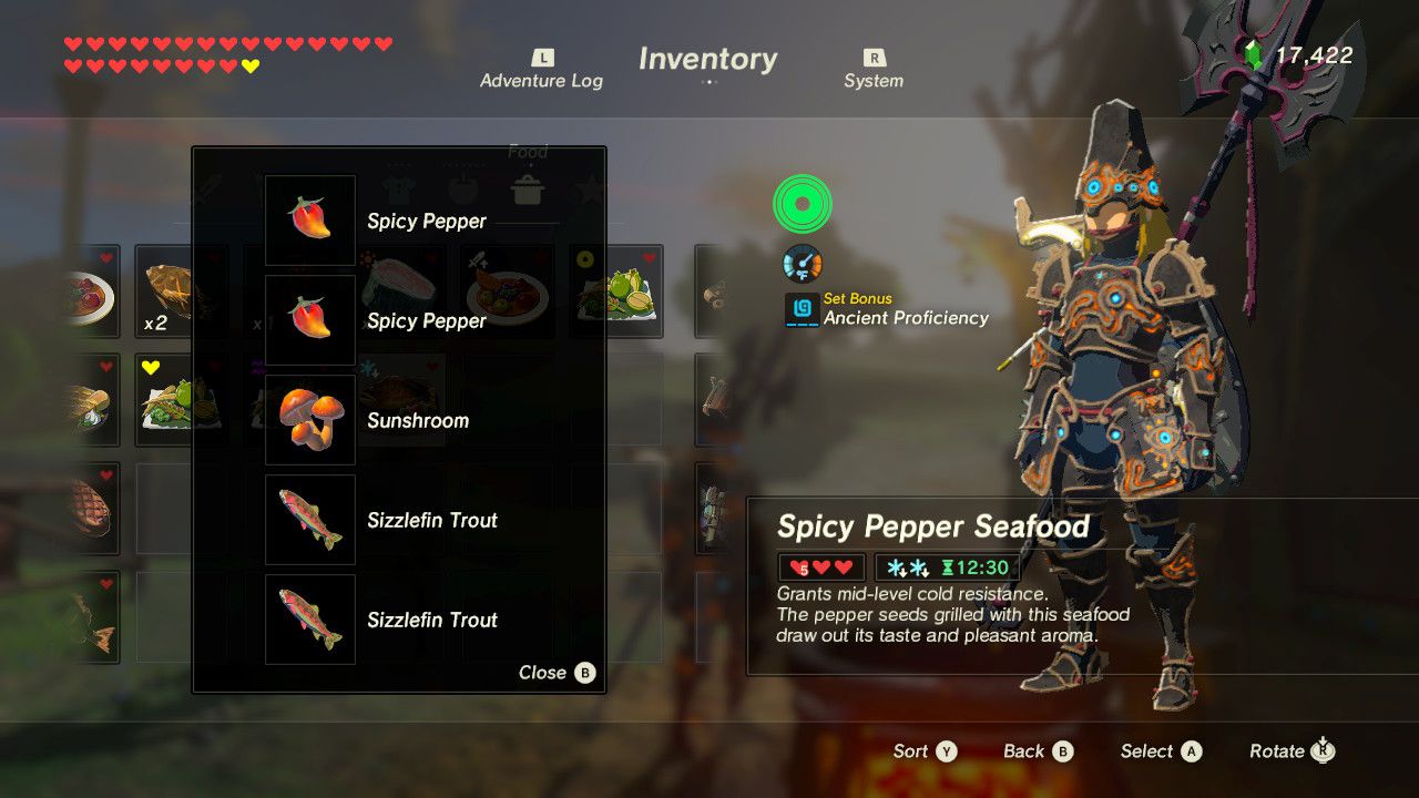 Zelda Breath of the Wild Recipe Spicy Pepper Seafood