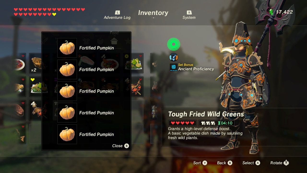Zelda Breath of the Wild Recipe Tough Fried Wild Greens