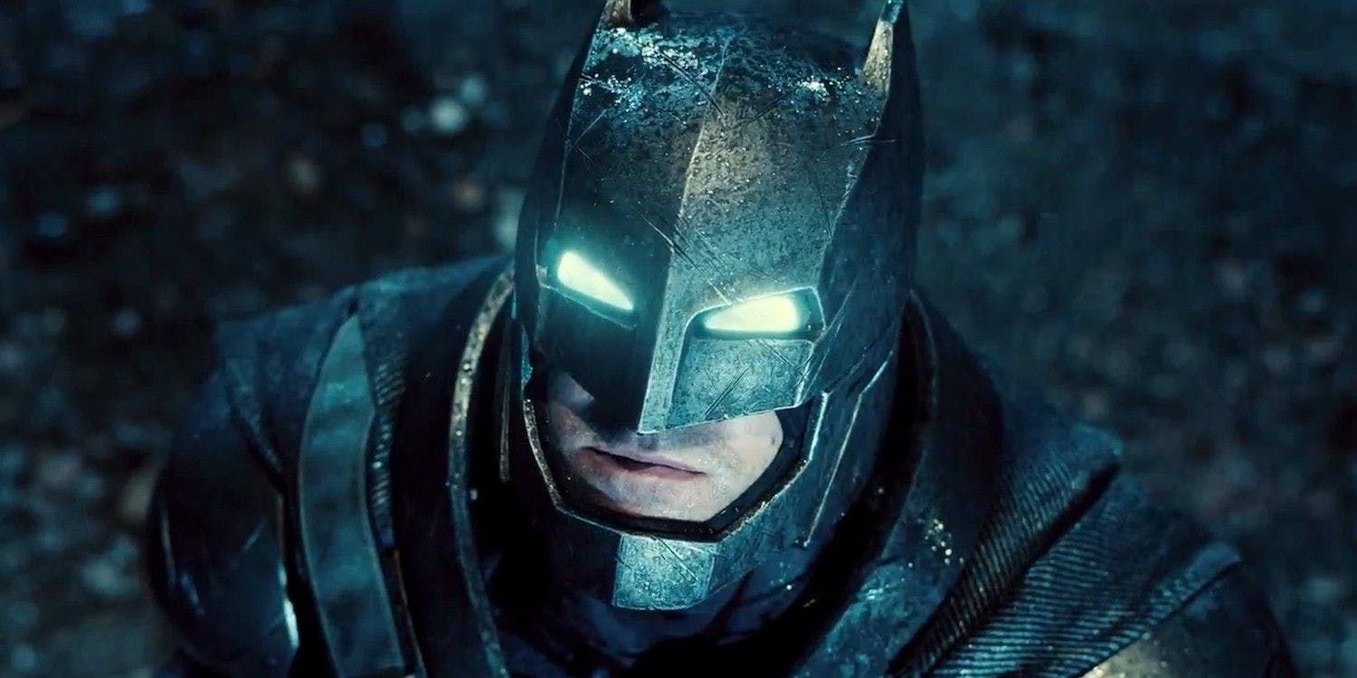 Batman looks up at Superman in Batman v Superman