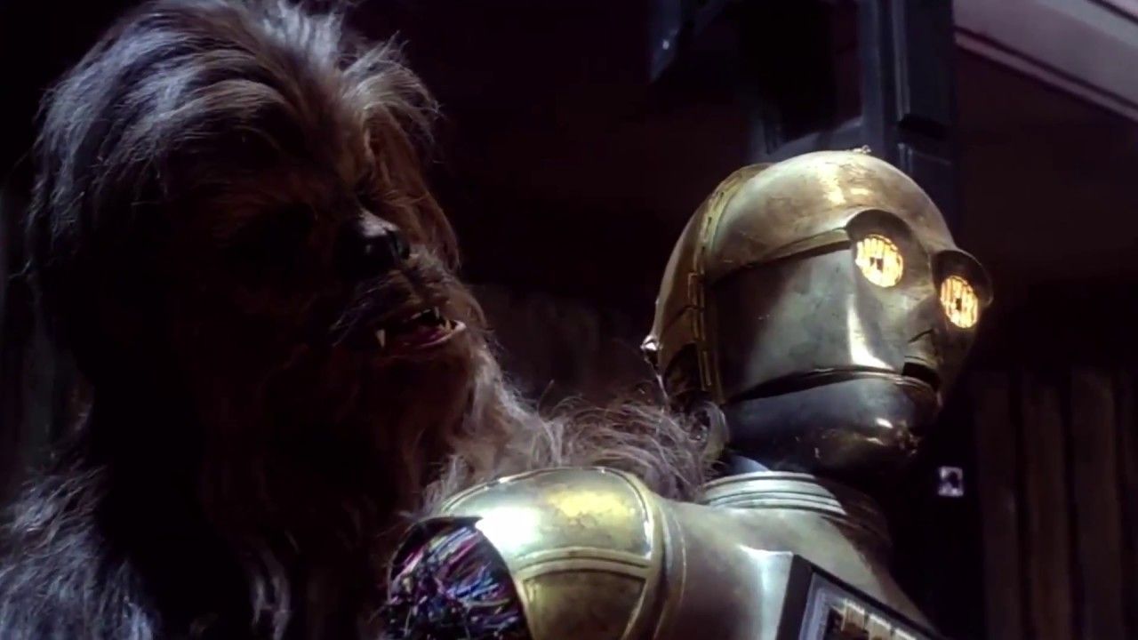 Chewbacca carries C-3po in The Empire Strikes Back