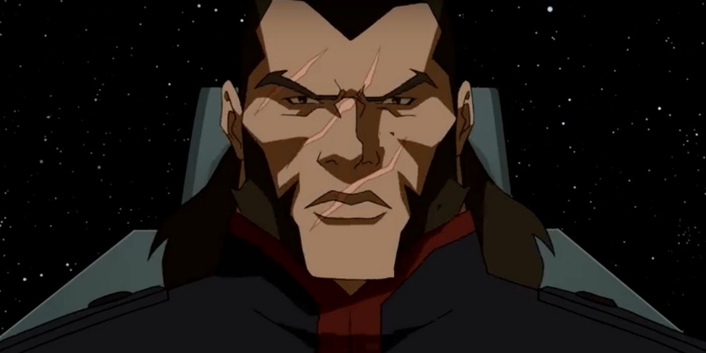 Vandal Savage looking serious while sitting down in Young Justice