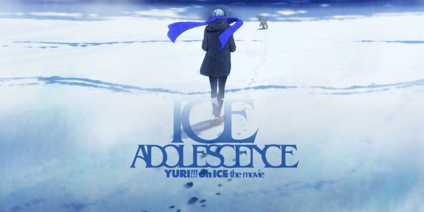 Yuri on Ice the Movie: Ice Adolescence official key visual depicting Viktor walking alone in a snowy landscape.