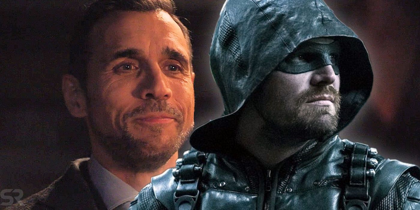 Adrian Paul as Dante in Arrow Season 7 with Stephen Amell as Oliver Queen