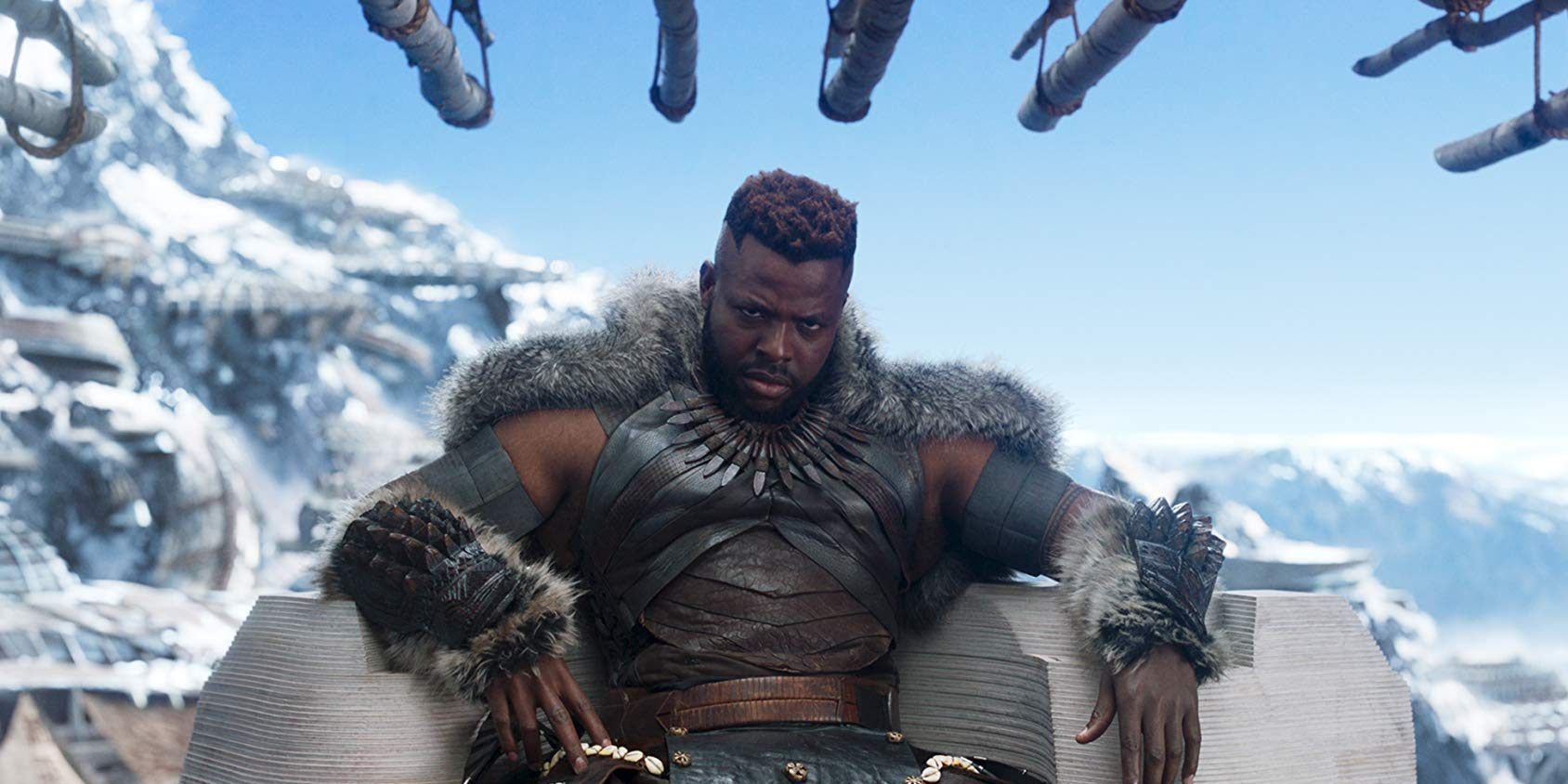 M'Baku sits on his throne in Black Panther