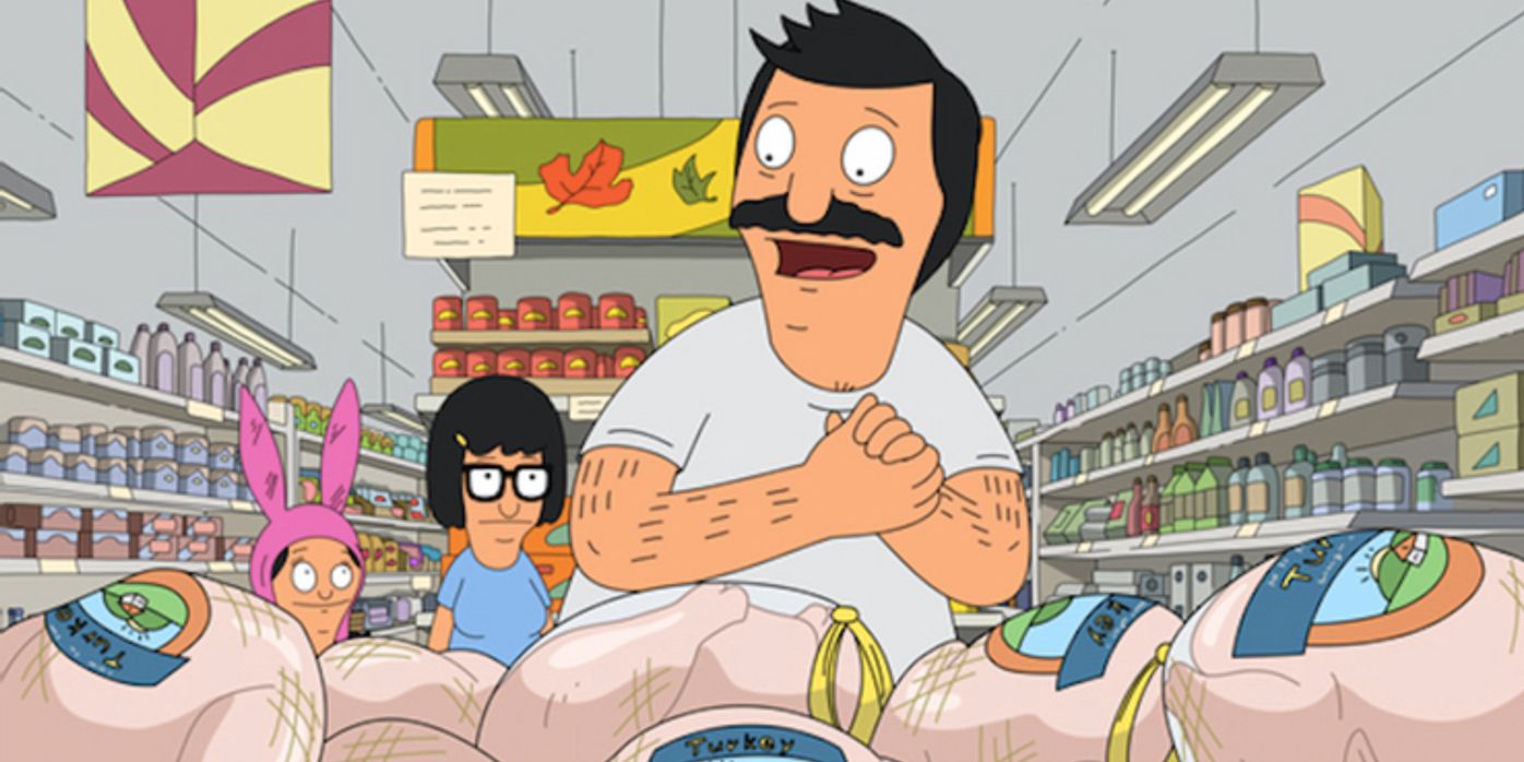 Bob looking at chickens in the supermarket in Bobs Burgers
