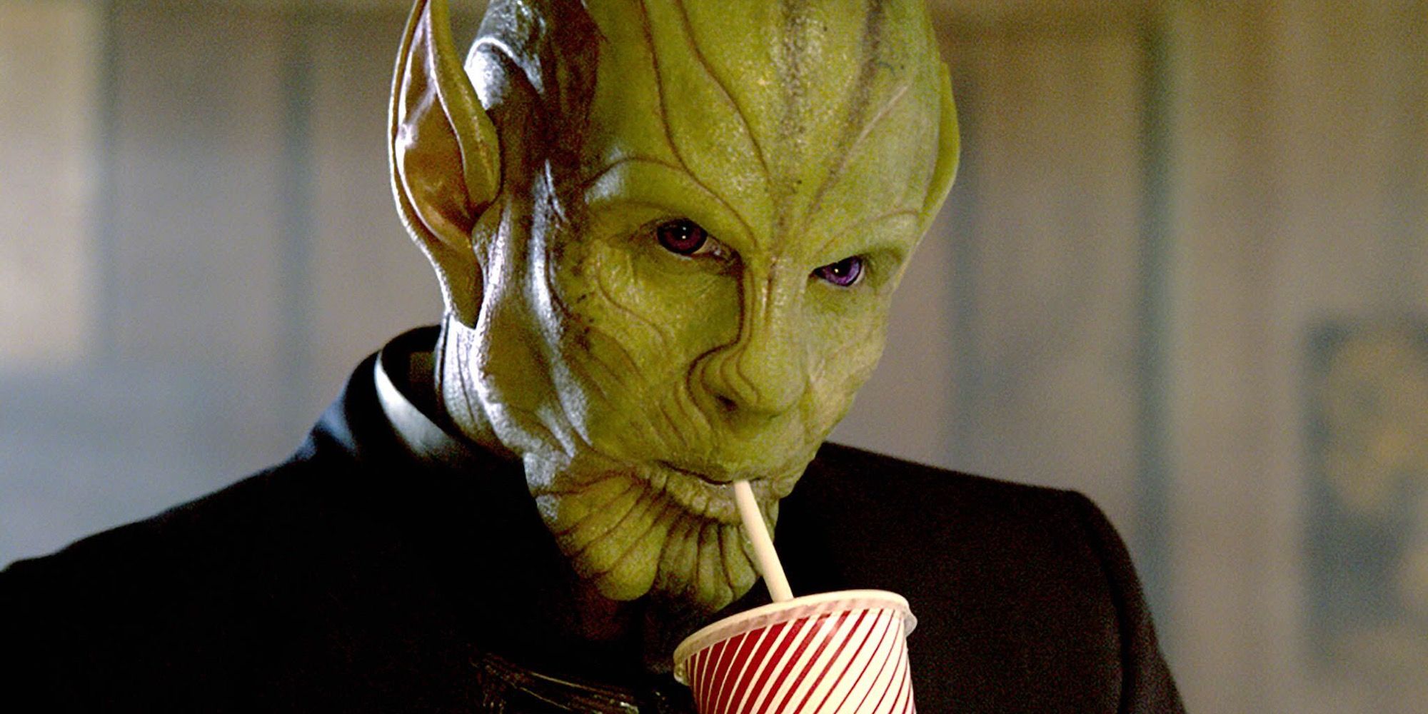 Talos drinking a soda in Captain Marvel