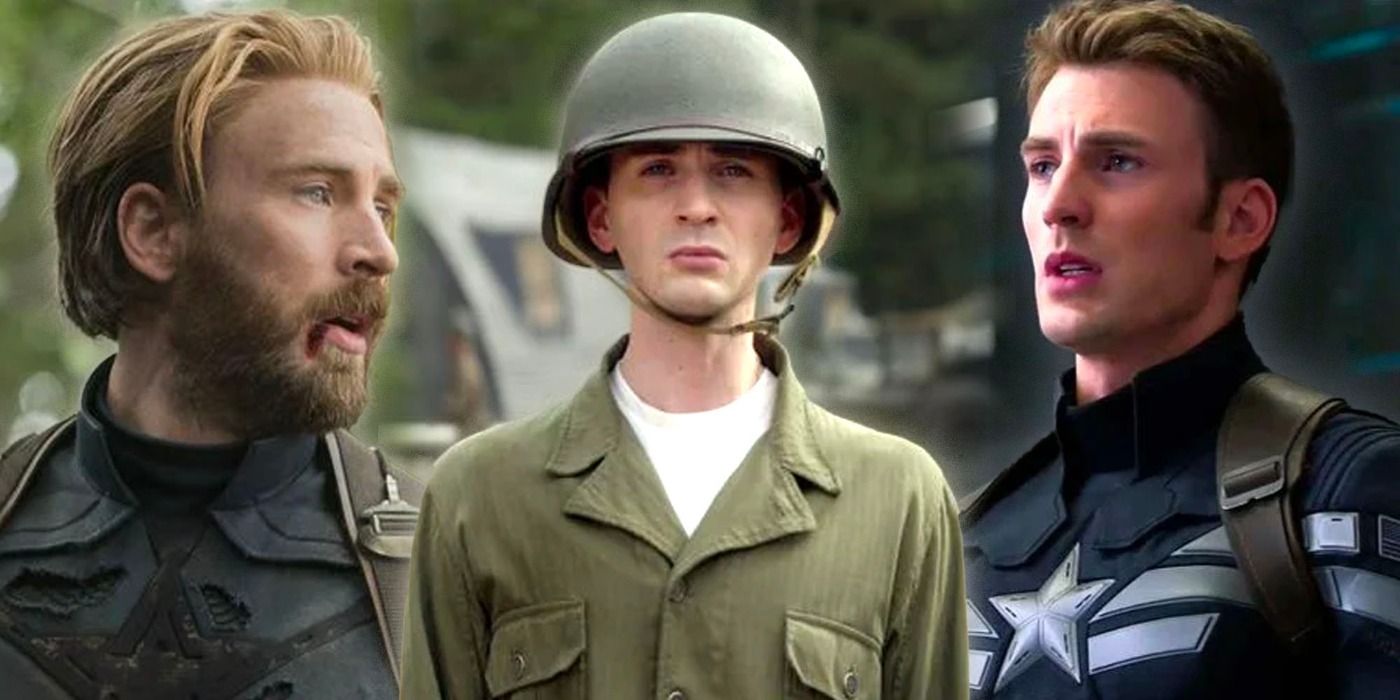 A collage of Steve Rogers from the MCU in various times in his life