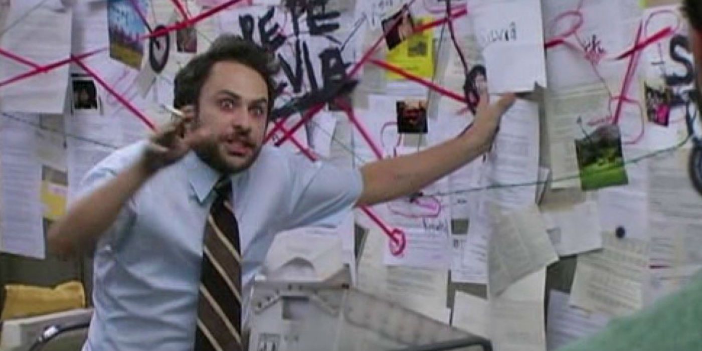 Charlie showing off his conspiracy map in It's Always Sunny in Philadelphia