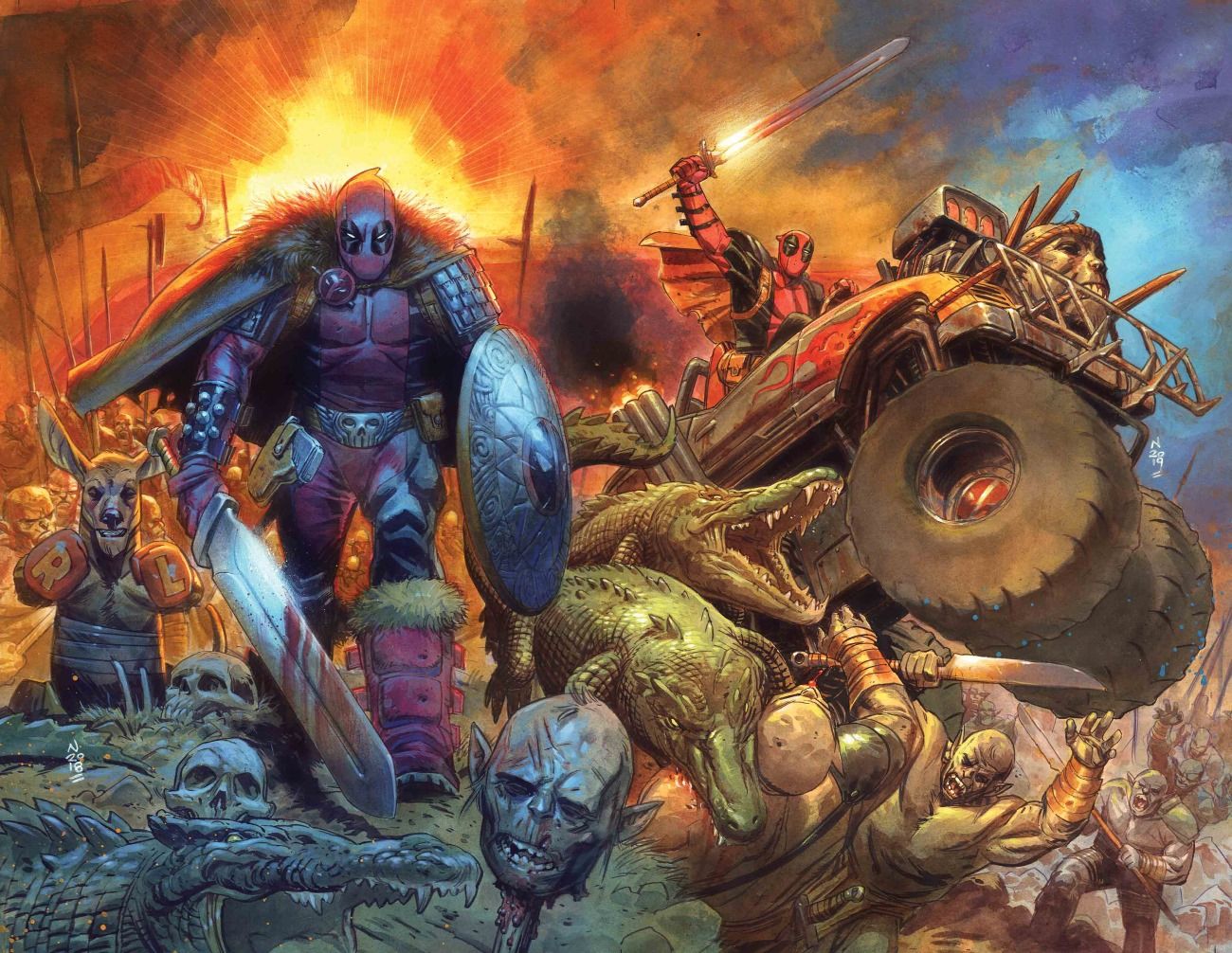 Deadpool Marvel Comic War Realms Art