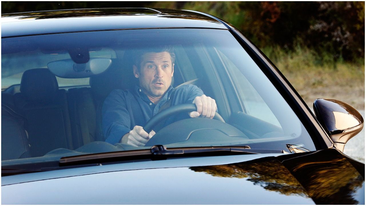 Derek driving a car in Grey's Anatomy
