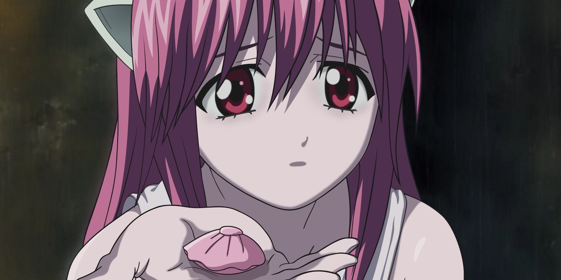 Close-up of the Elfen Lied anime protagonist, Lucy.