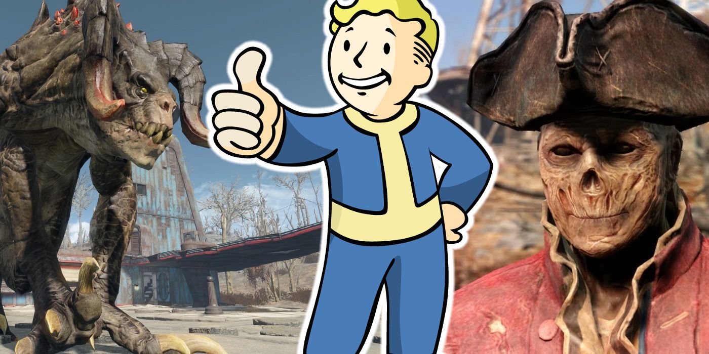 A deathclaw, John Hancock, and the Vault Boy from the Fallout video game franchise.