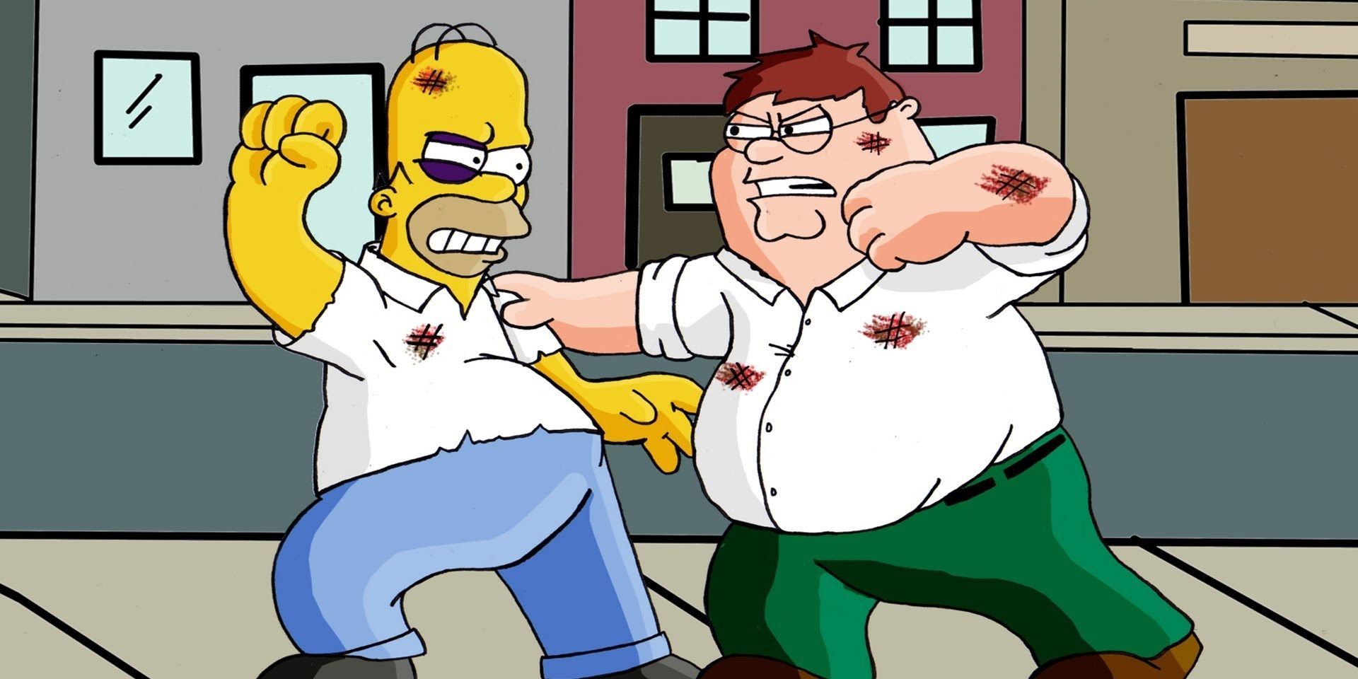 Family Guy Homer Simpson Peter Griffin Fight