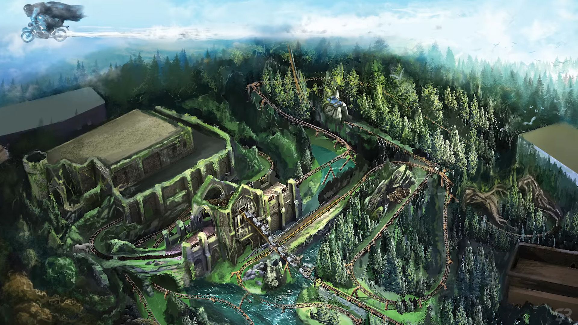 Hagrid's Magical Creatures Motorbike Adventure Forbidden Forest Art