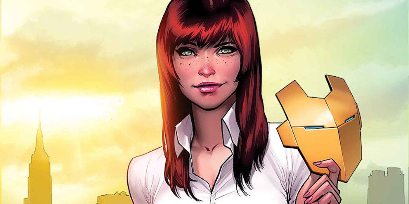 MJ holds an iron man mask in Marvel Comics