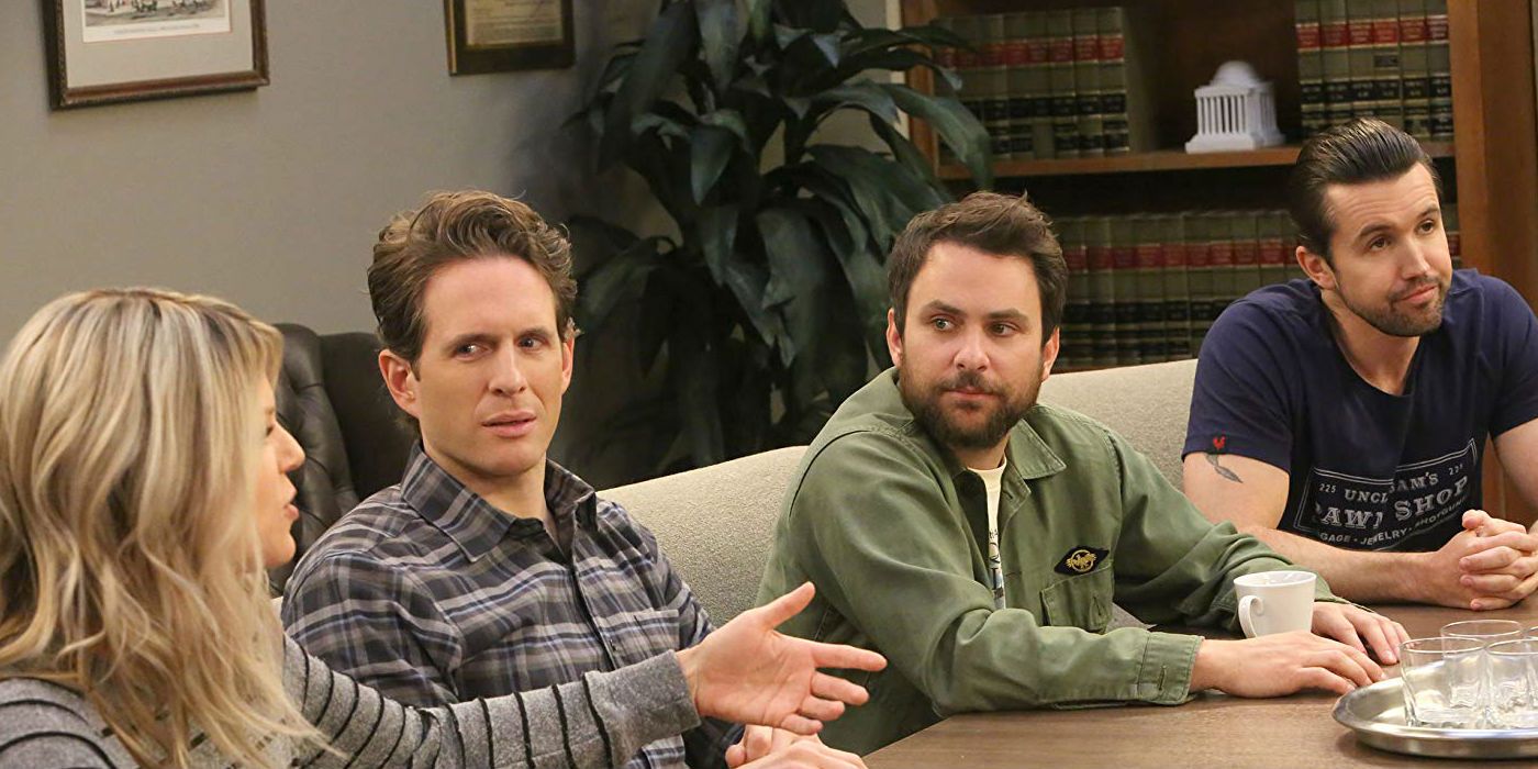 The gang sitting and talking in It's Always Sunny in Philadelphia.