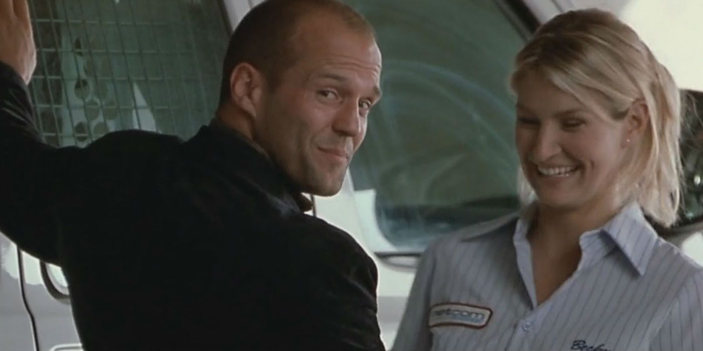 Jason Statham as Handsome Rob in The Italian Job looking back and smiling