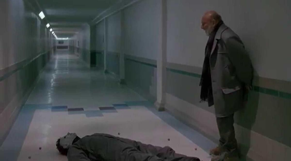 Loomis Looking Down At Michael In Halloween 6