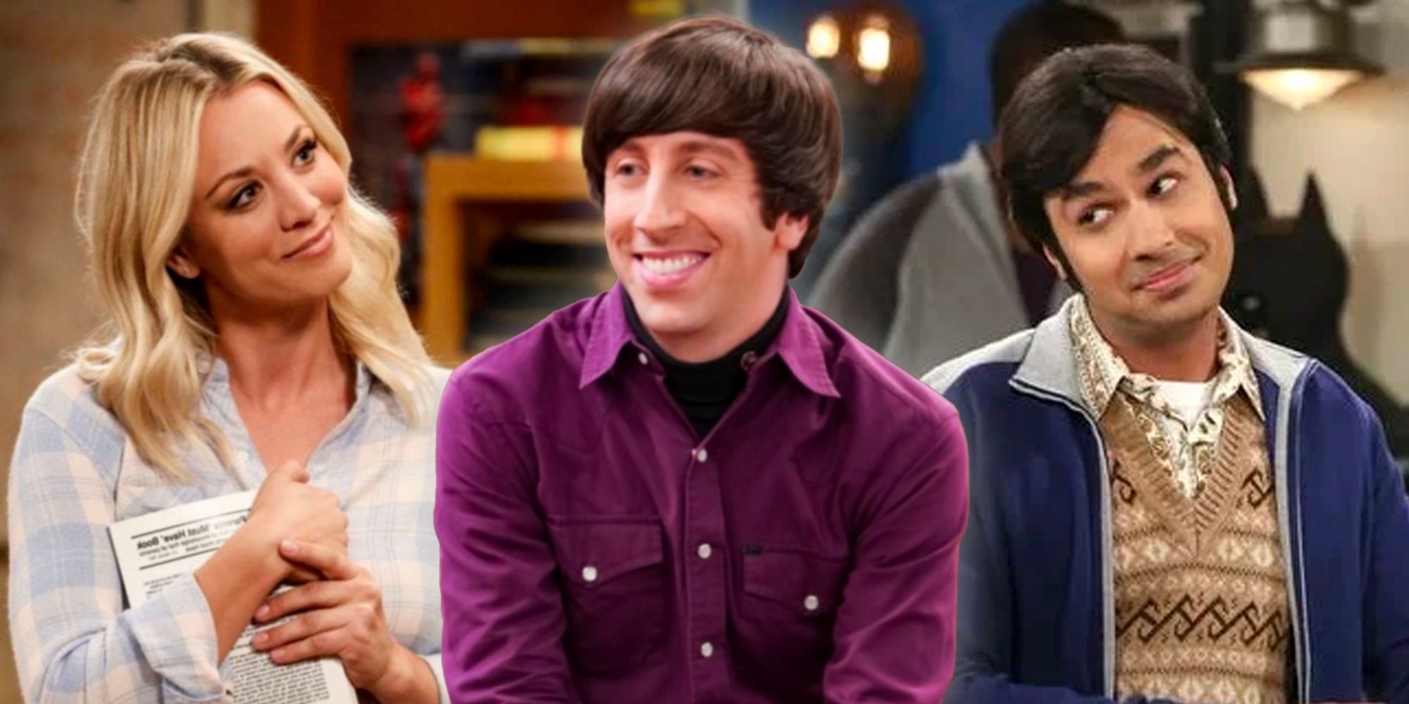 Collage of Penny, Howard and Raj from The Big Bang Theory