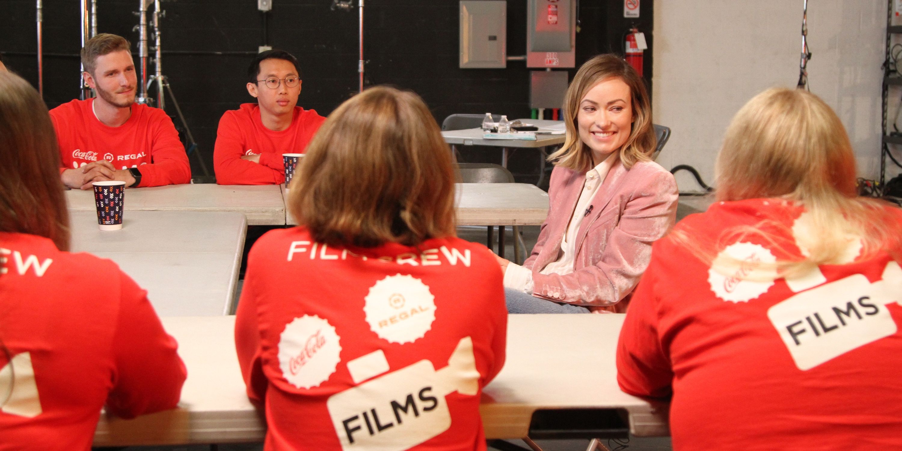 Olivia Wilde with Coca Cola Regal students