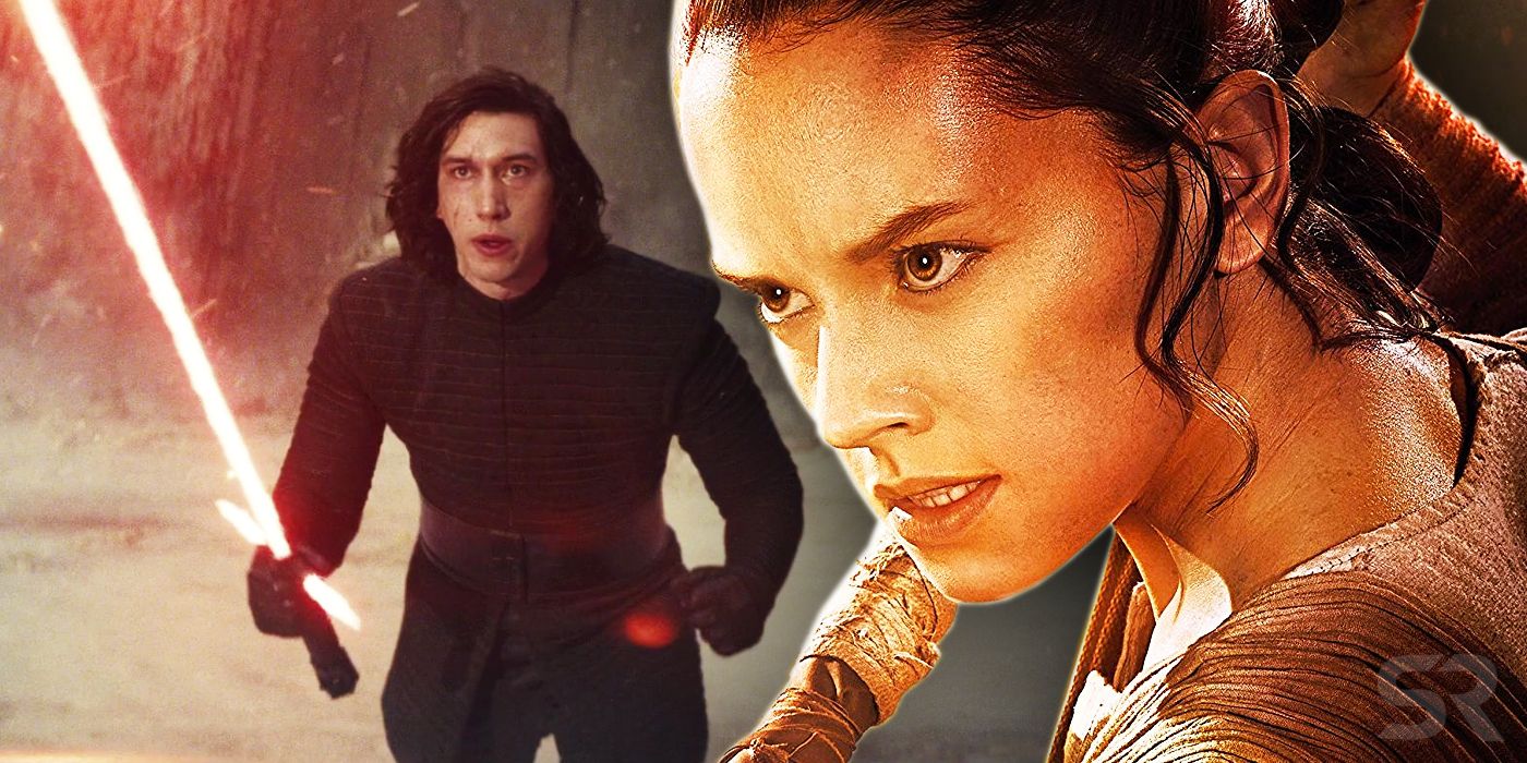 Rey and Kylo Ren in the Star Wars sequel trilogy