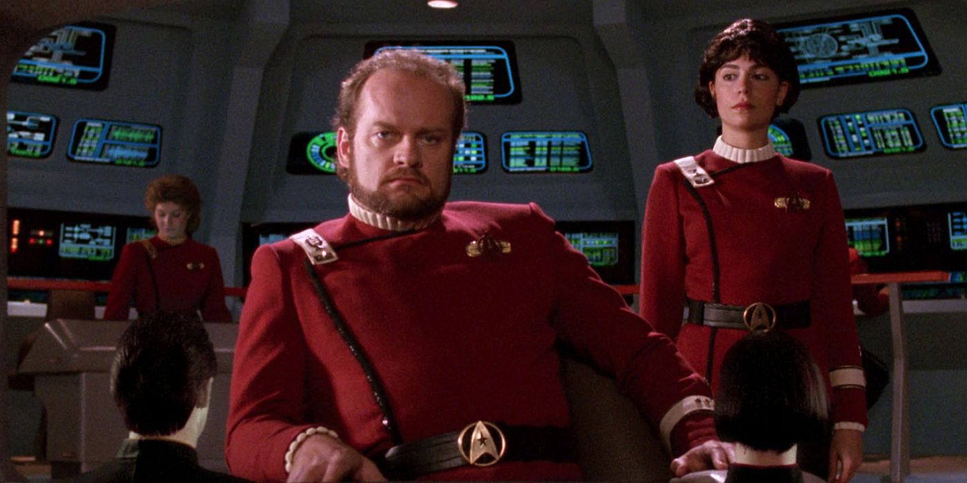 The captain of an older Federation ship looks on from Star Trek The Next Generation 