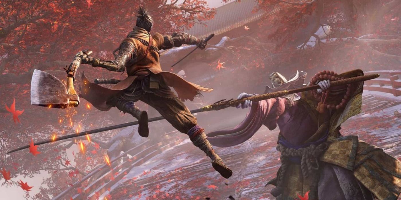 The titular protagonist in heated combat for one of Sekiro: Shadows Die Twice's boss fights.
