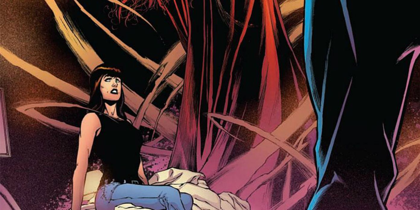 MJ looks up at Peter in One More Day Marvel Comic