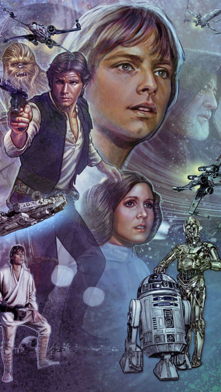 Star Wars Celebration Original Trilogy Mural with Han Luke and Leia - Vertical