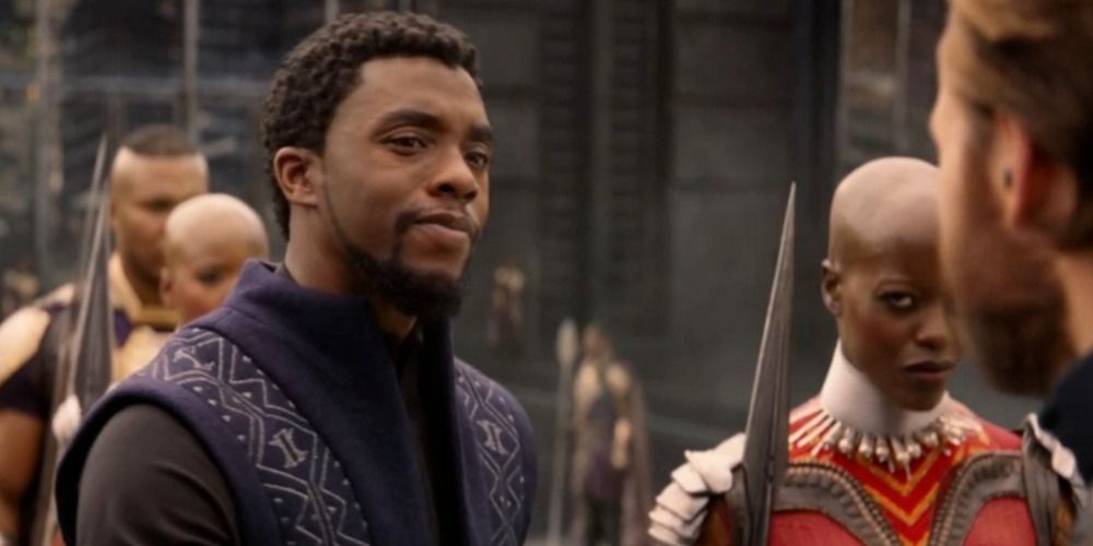 T'Challa welcomes Steve Rogers in purple robes in Avengers Infinity War