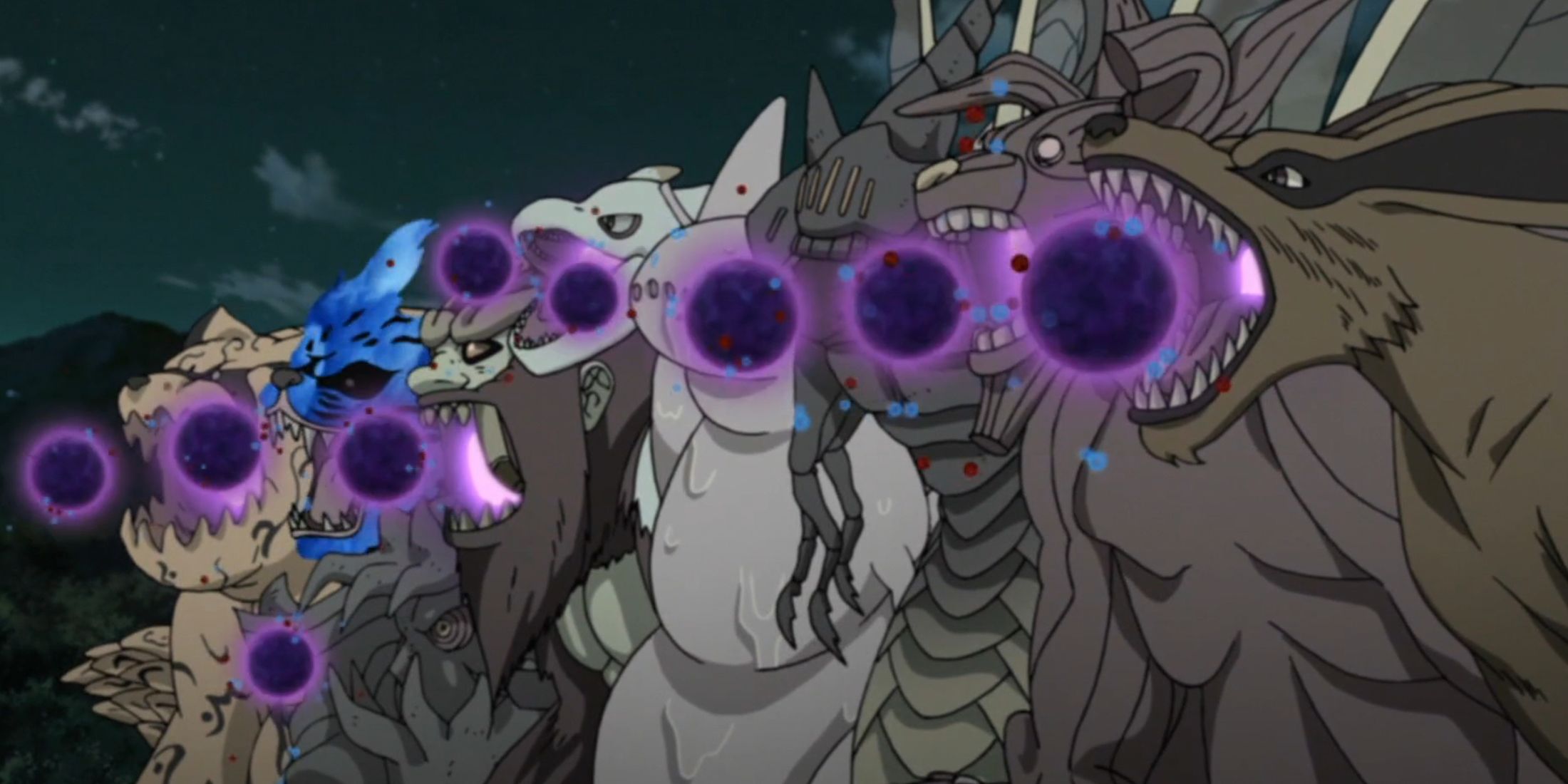 The Tailed Beasts using their Tailed Beast Balls in Naruto Shippuden