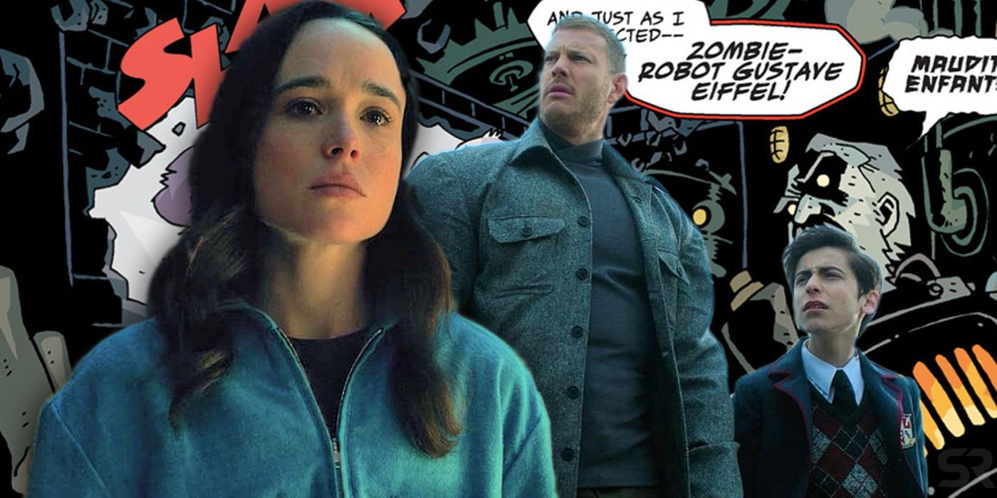 The Umbrella Academy Ellen Page with Comic Background