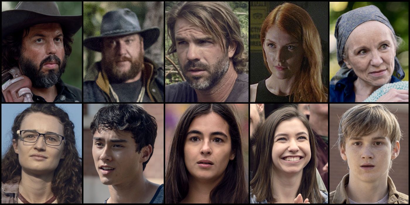 Uma imagem dividida de cada personagem que morreu durante o episódio The Walking Dead's Fair