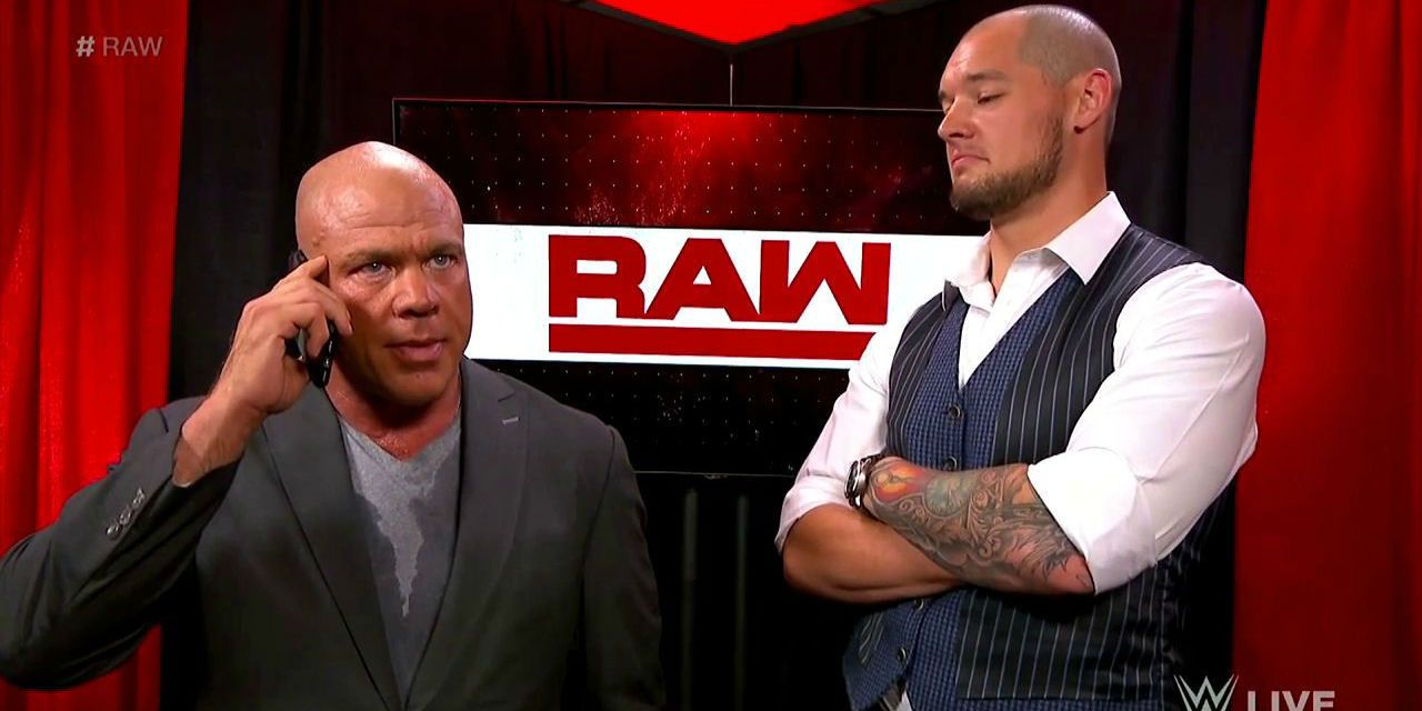 WWE Raw - Kurt Angle with Baron Corbin