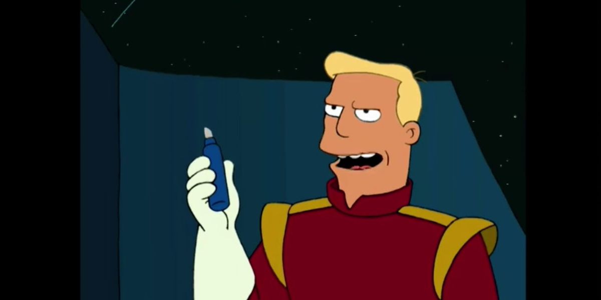 Zapp Brannigan holding a marker in an episode of Futurama.