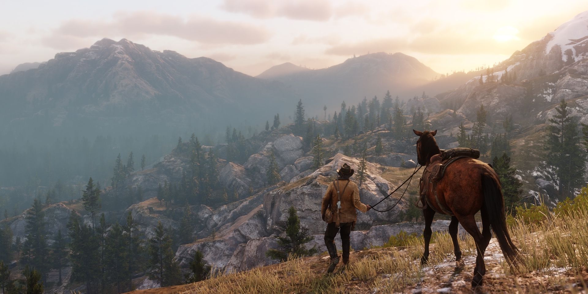 An open valley landscape in Red Dead Redemption 2