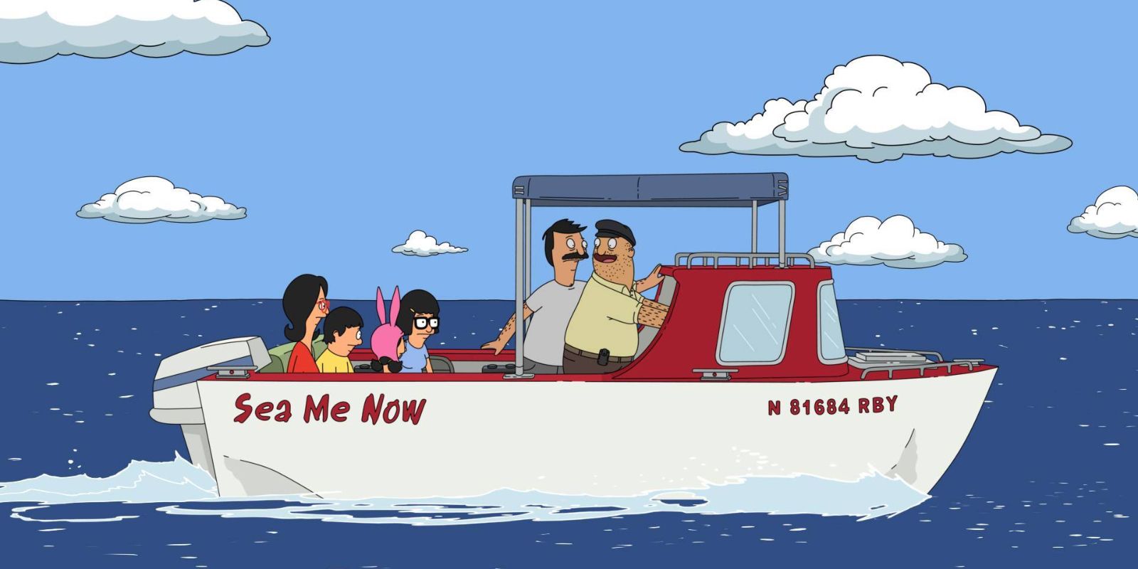 The family on a boat in Bob's Burgers.