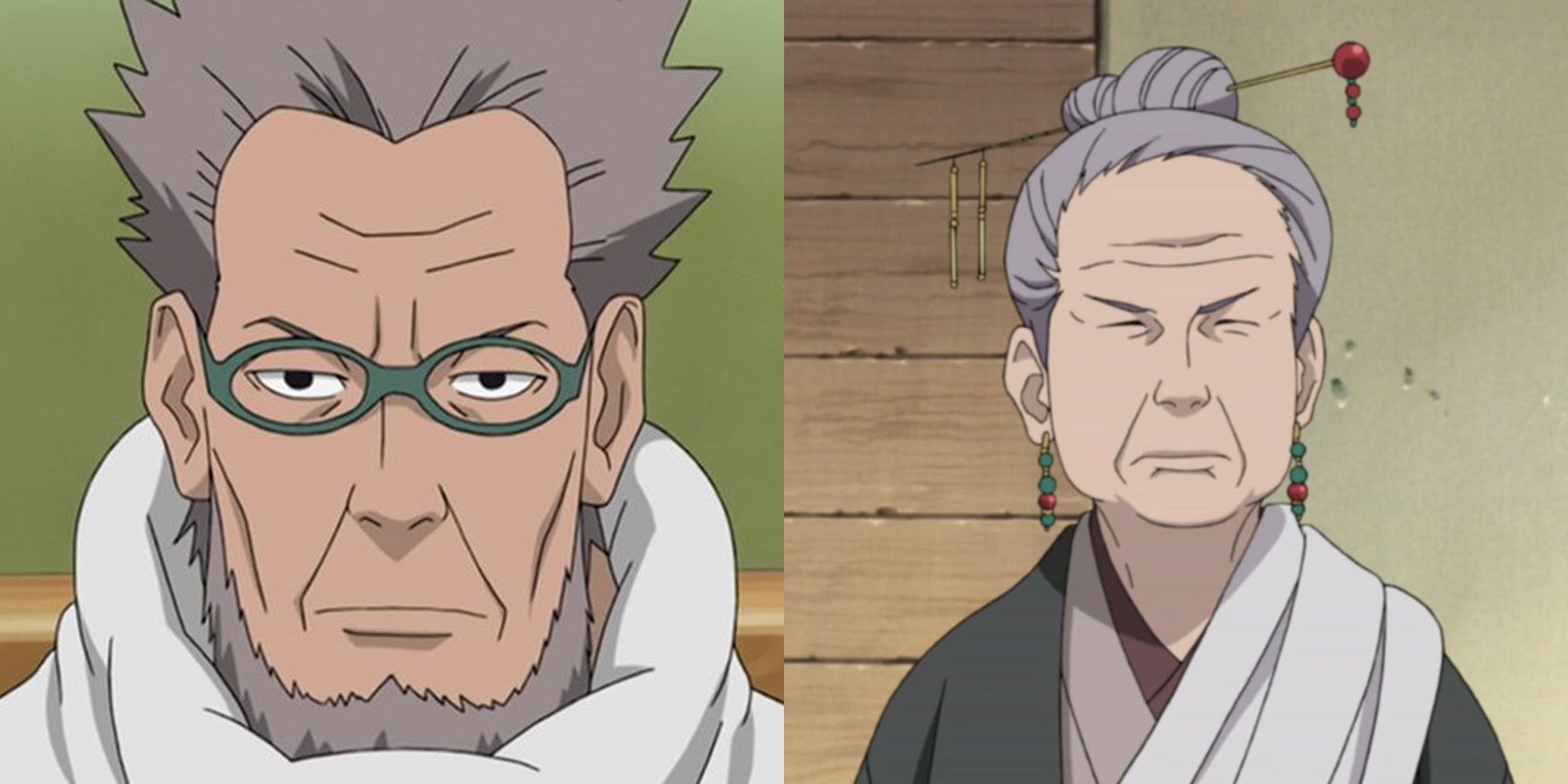 A split image features Naruto characters Homura And Koharu
