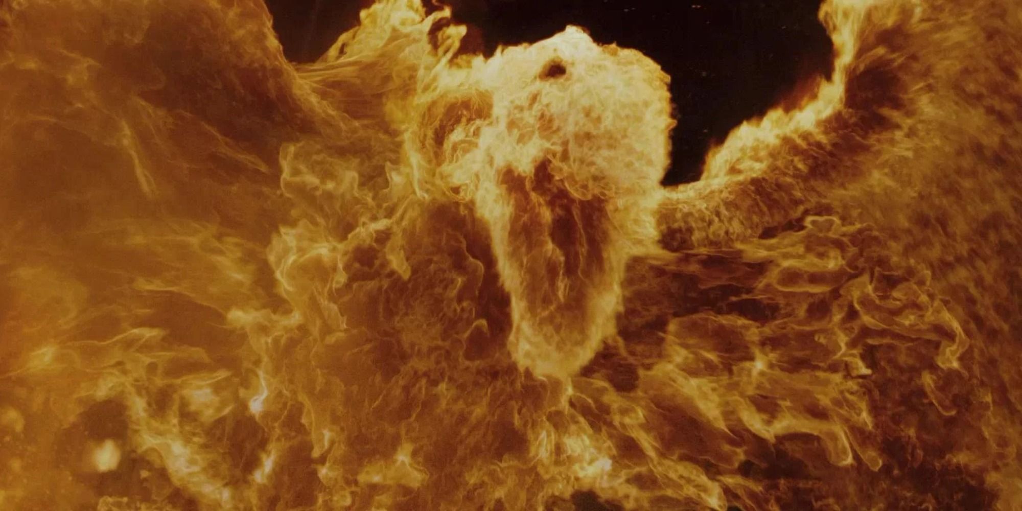 Um pássaro de fogo conjurado pela maldição Fiendfyre de Crabbe em Harry Potter e as Relíquias da Morte