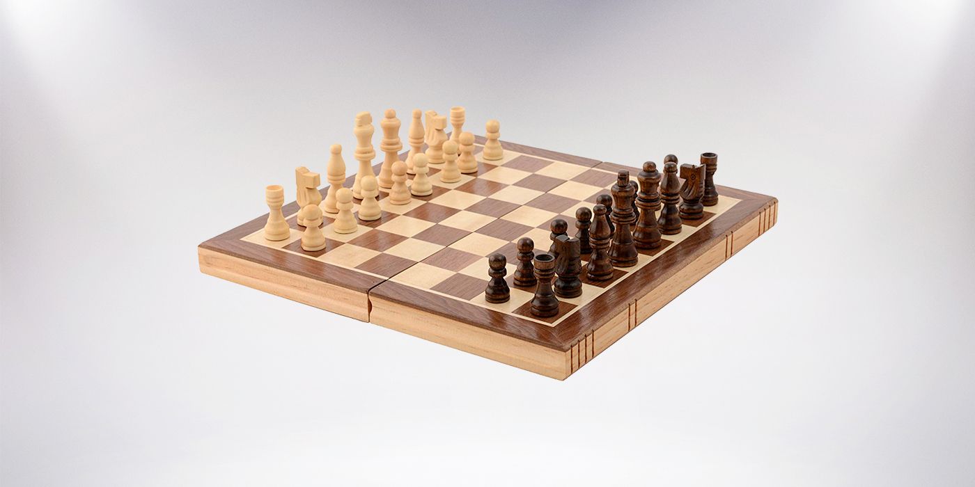 Chess board against white background