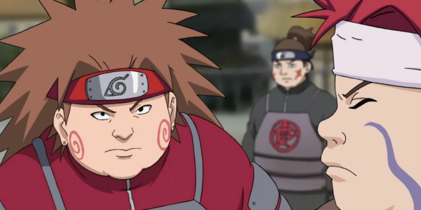 Choji Akimichi and other Akimichi clan members stand together in Naruto Shippuden