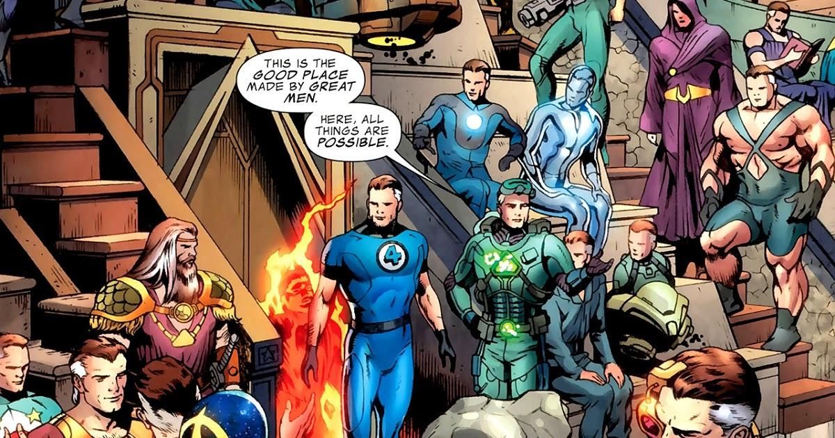 The council of Reeds meets up in Fantastic Four