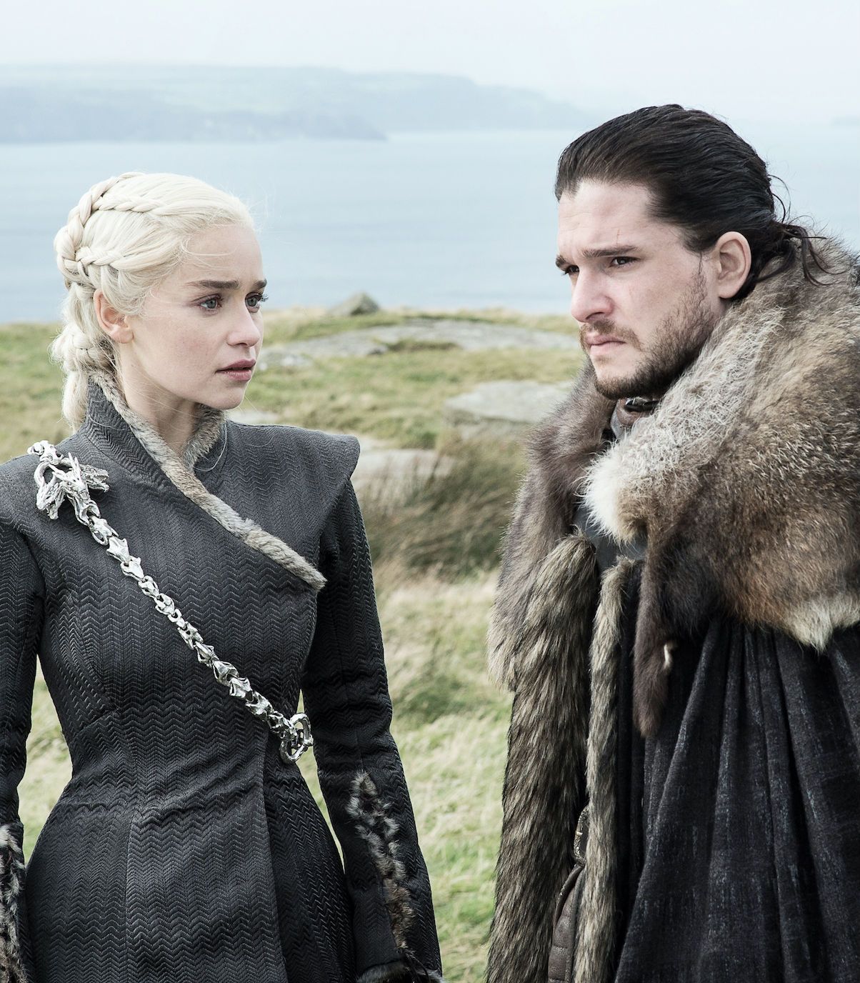 Daenerys Stormborn and Jon Snow on Game of Thrones