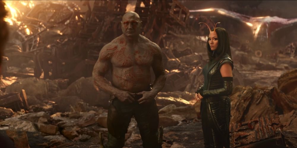 Drax and Mantis on Titan in Avengers Infinity War (2018)